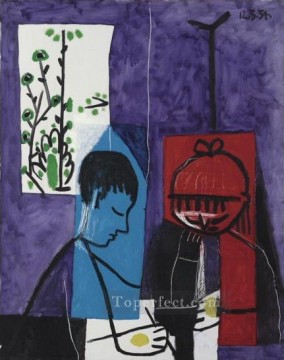 抽象的かつ装飾的 Painting - Enfants dessinant 1954 キュビスム